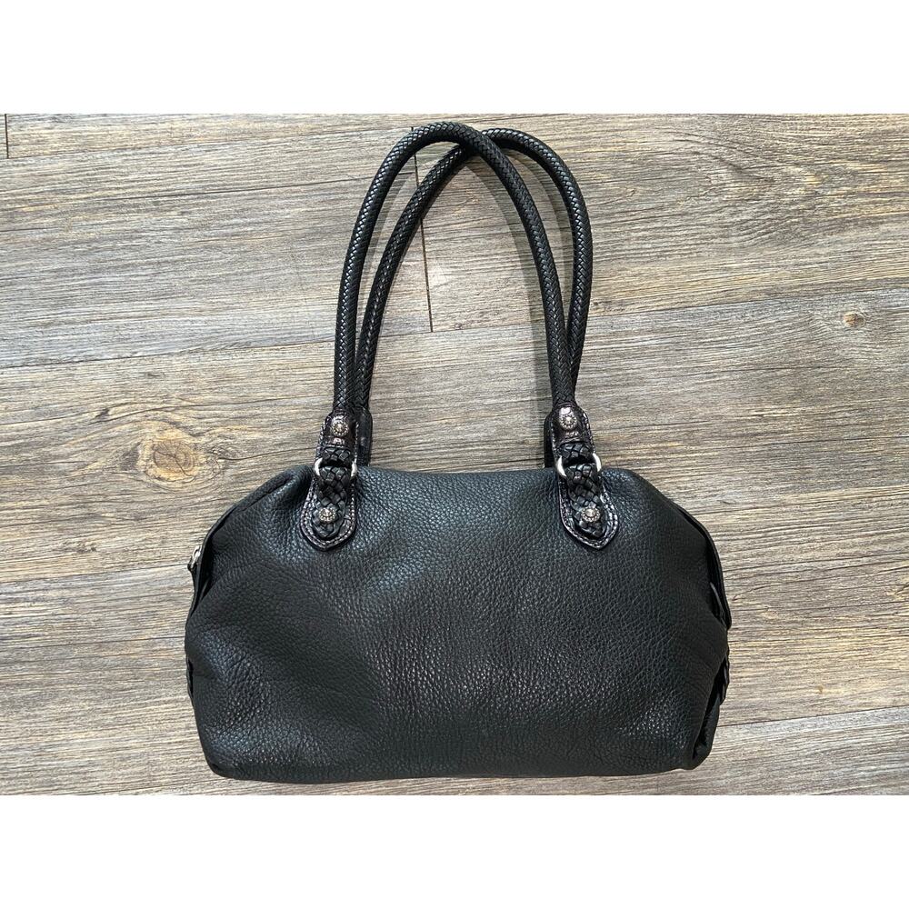 Brighton Handbag Purse Pebbled Leather Braided Handles